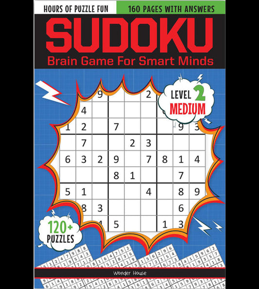 Sudoku - Brain Games For Smart Minds Level 2 Medium : Brain Booster Puzzles for Kids, 120+ Fun Games