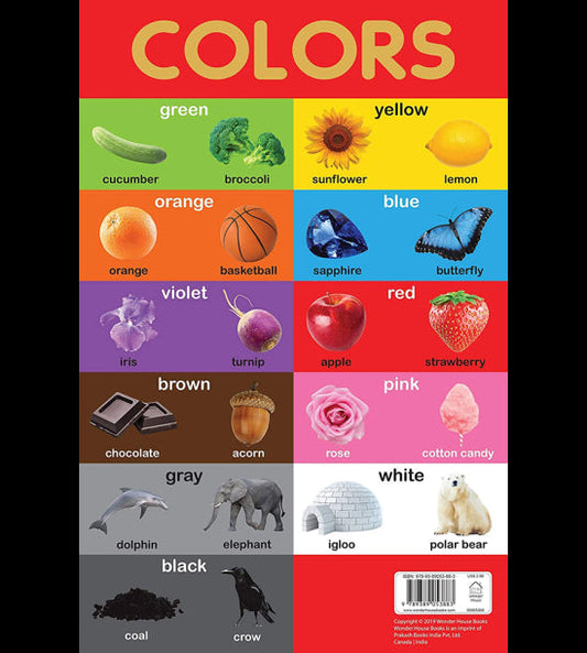 Colors Chart - Early Learning Educational Chart For Kids: Perfect For Homeschooling, Kindergarten and Nursery Students (11.5 Inches X 17.5 Inches)