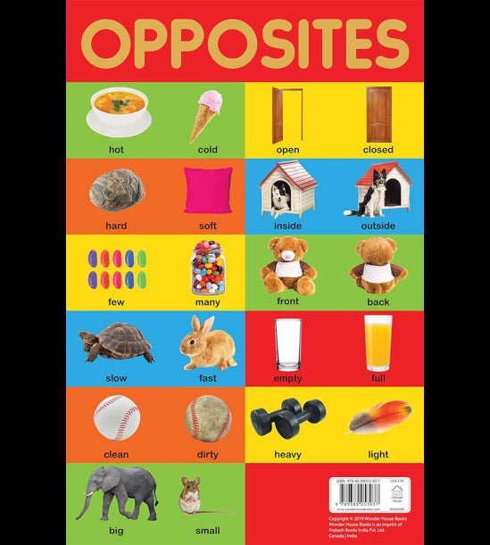 Opposites Chart - Early Learning Educational Chart For Kids: Perfect For Homeschooling, Kindergarten and Nursery Students (11.5 Inches X 17.5 Inches)